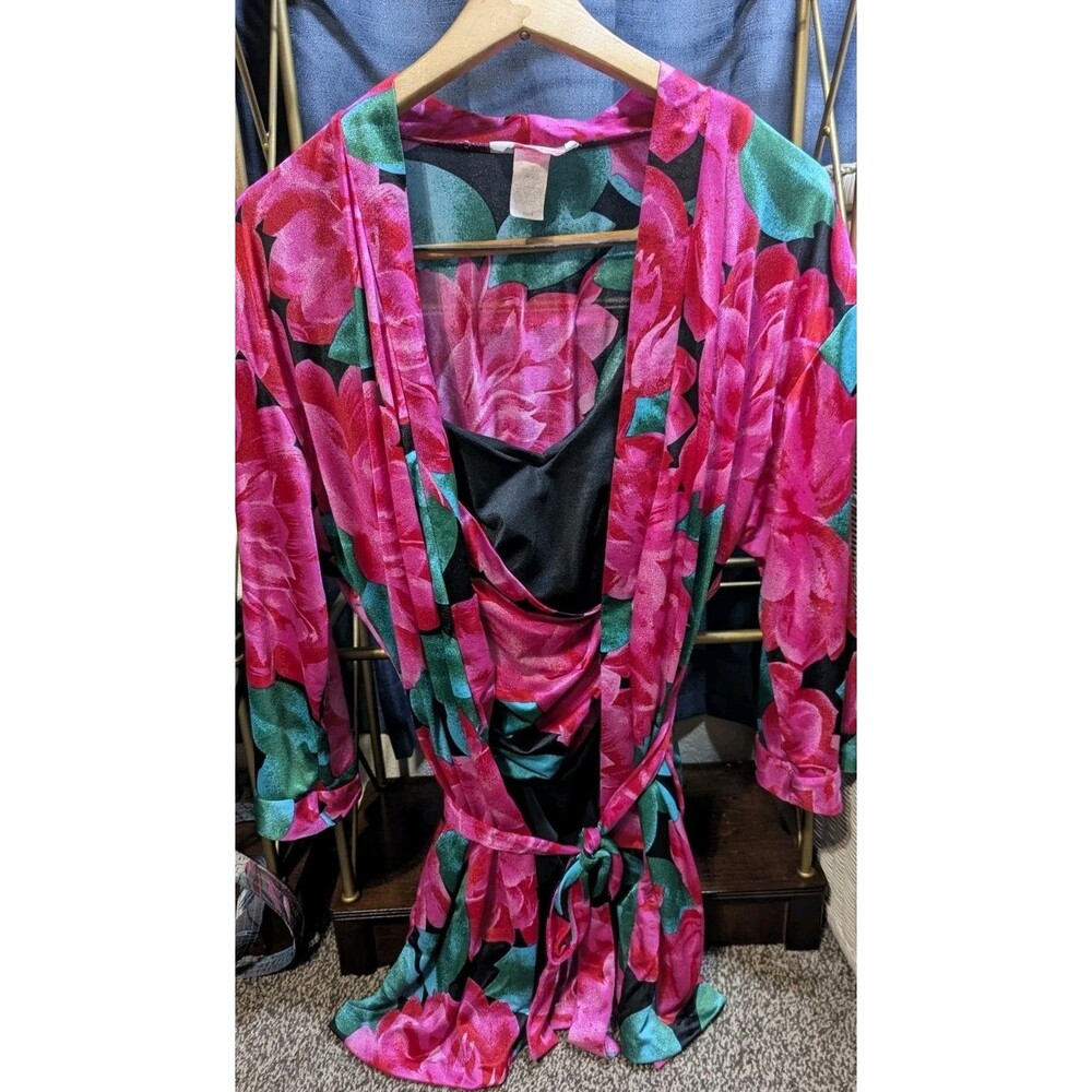 Roxanne Bra Sized Bathing Suit M Flowers Draped Sash One Piece Cover Up POCKETS